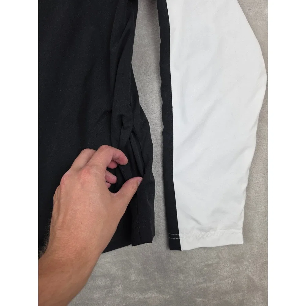 Nike Track Jacket Womens Medium Black White Full Zip Raglan Mesh Lined Y2K